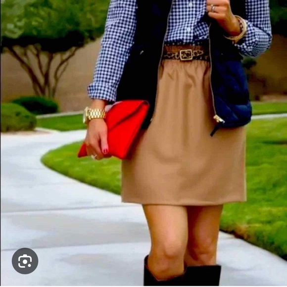 J Crew Sidewalk City Skirt Blue Linen Cotton - Picture 2 of 6